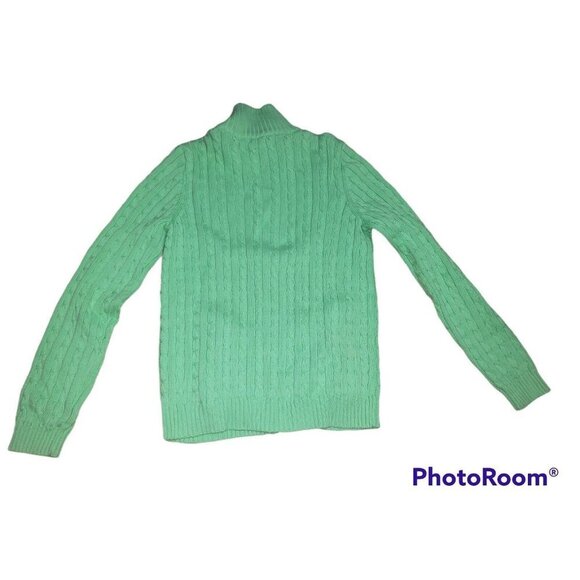 SOLD LAUREN RALPH LAUREN Mock Cardigan Sweater Full Zip Green Medium - Picture 2 of 6